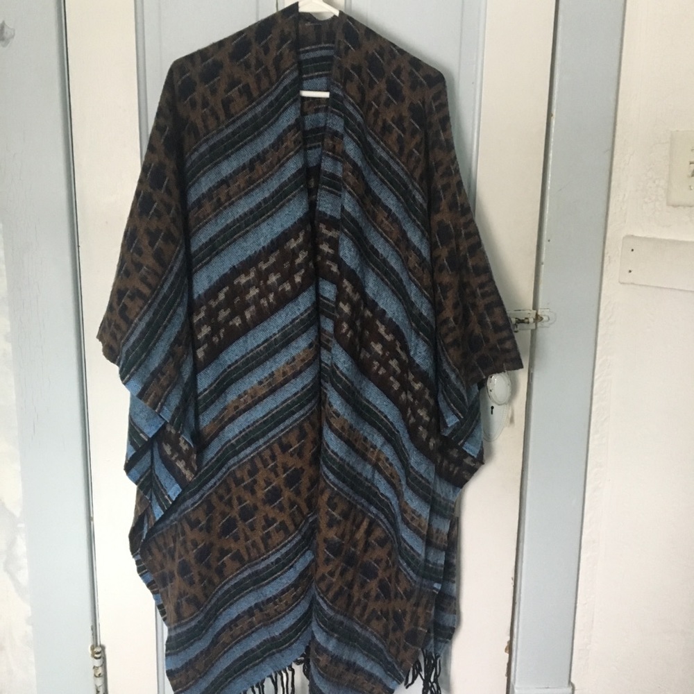Long, tribal boho patterned poncho